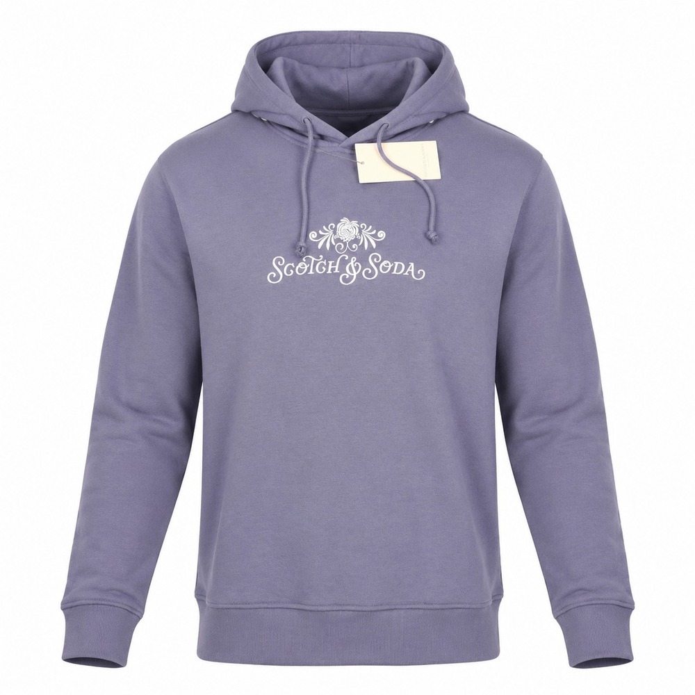 Scotch & Soda Men's Hoodie Large Purple Sky Graphic Logo Pullover NWT